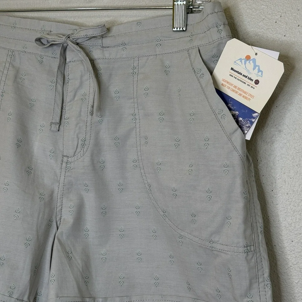 Mountain and Isles Chino Shorts Womens Sz Large Cloudy Grey Drawstring Waist NEW
